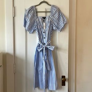 NWT J.Crew Striped Puff Sleeve Dress